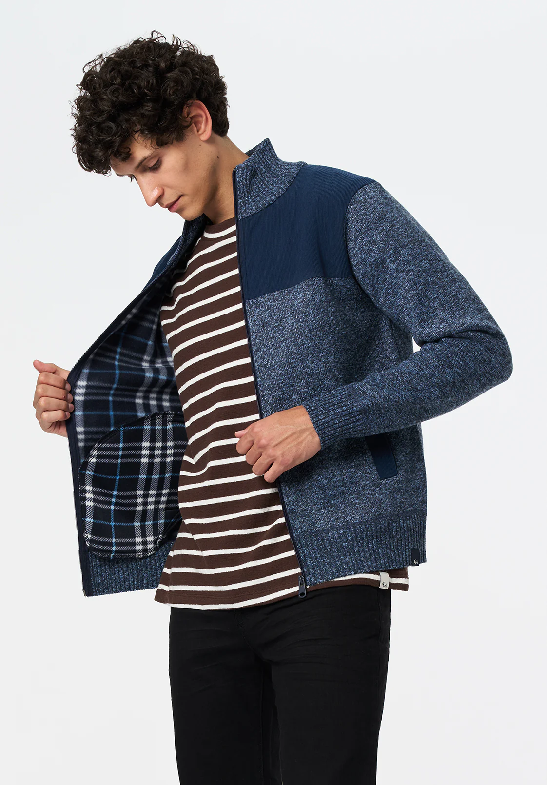 Wando Men's Relaxed Full-Zip Knit Jacket, Whale - BM24747 - Image 3