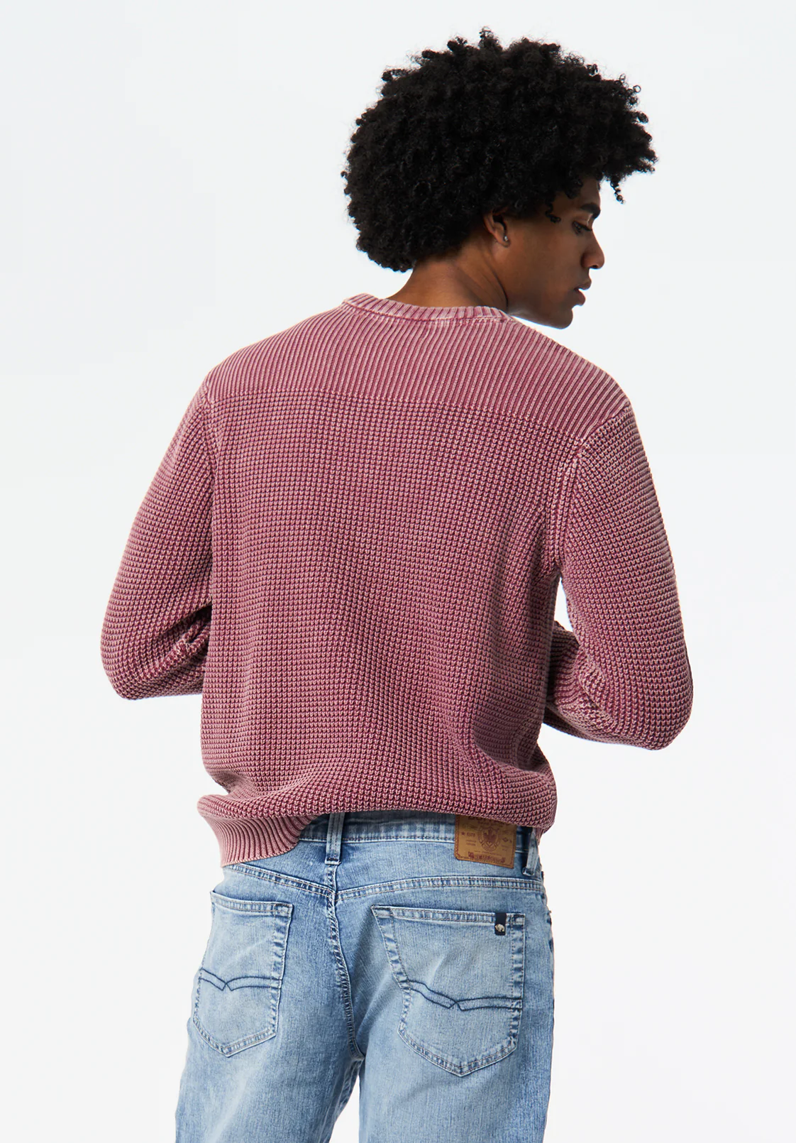 Washy Men's Textured Knit Crewneck Sweater, Maroon Banner - BM24698 - Image 3