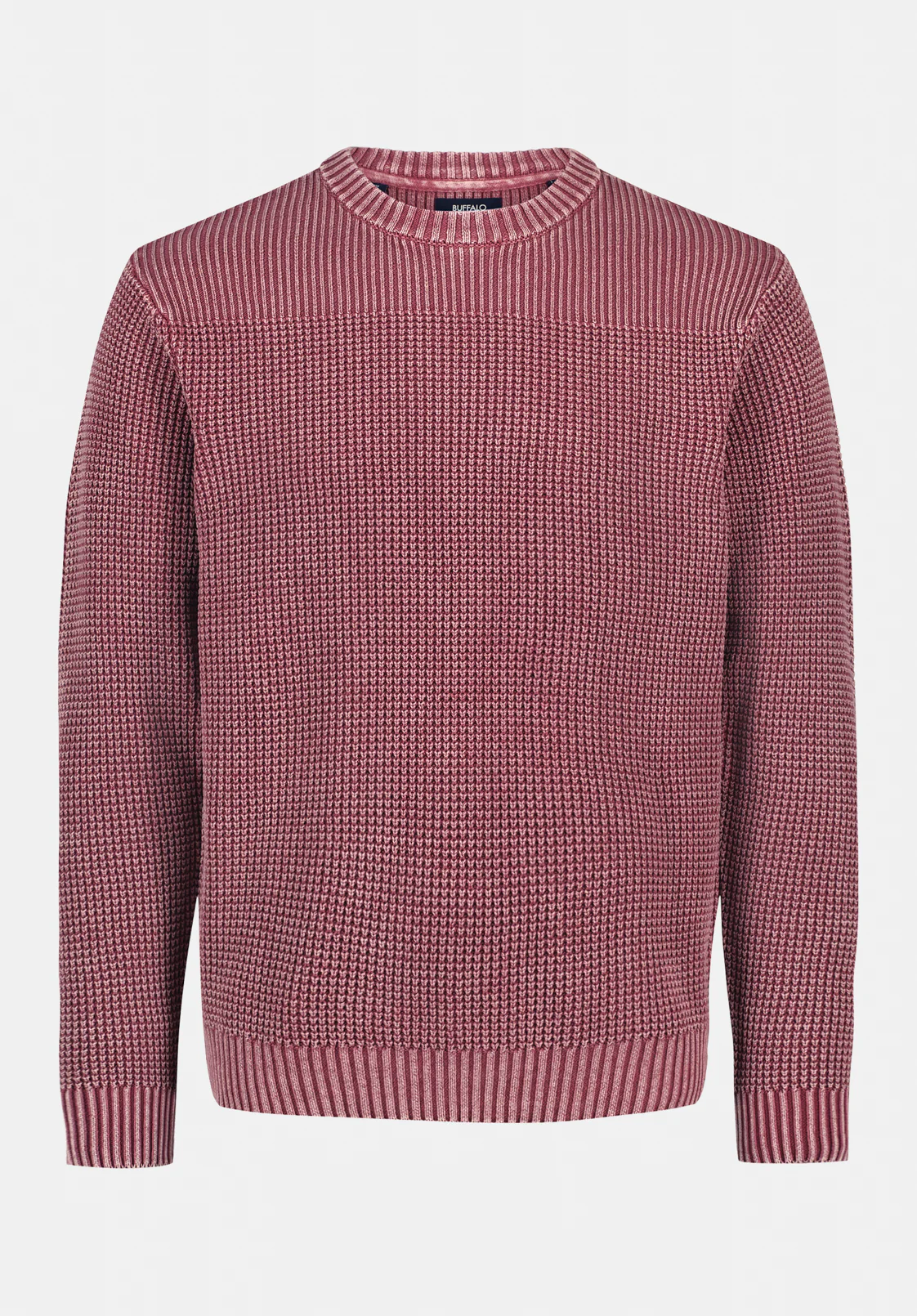 Washy Men's Textured Knit Crewneck Sweater, Maroon Banner - BM24698 - Image 5