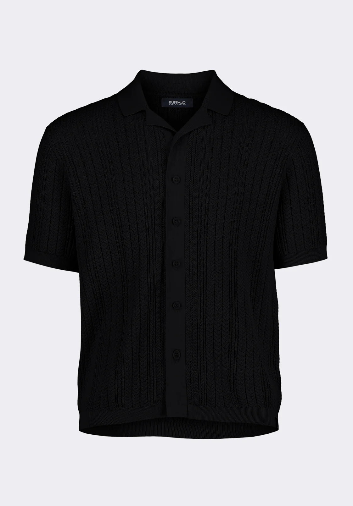 Wasko Men's Short-Sleeve Button-Up Sweater Shirt, Black - BM24540 - Image 6