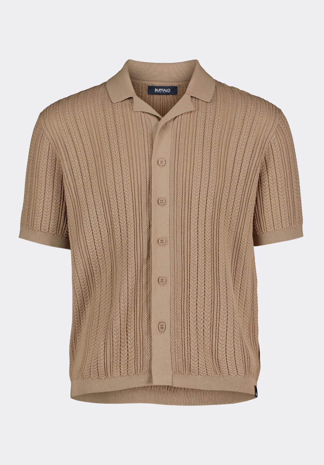 Wasko Men's Short-Sleeve Button-Up Sweater Shirt, Tuffet Beige - BM24540 - Image 6