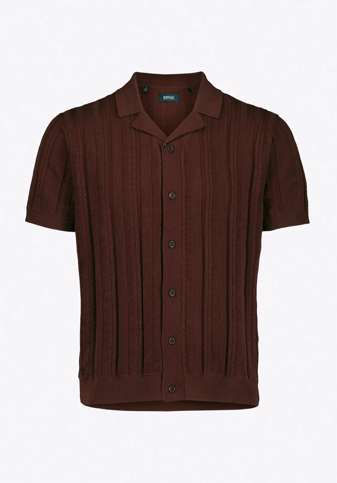 Wasko Men’s Short-Sleeve Button-Up Sweater Shirt, Decadent Chocolate - BM24766 - Image 5