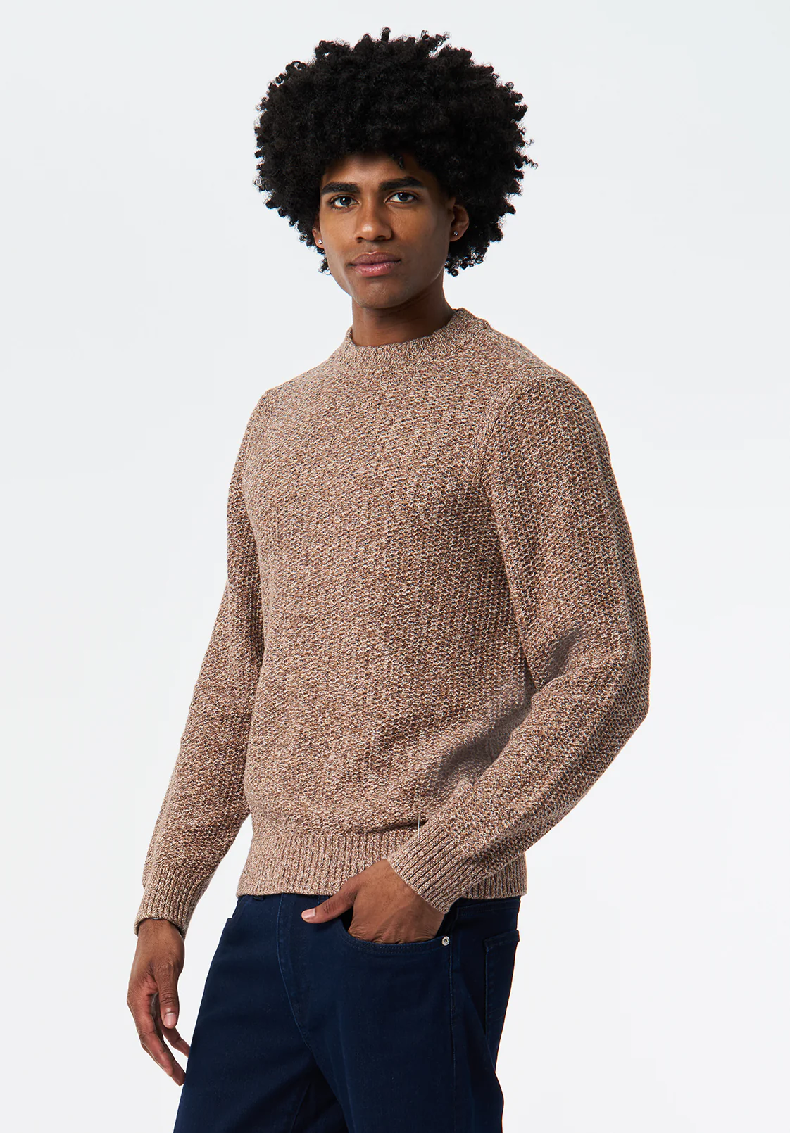 Waylon Men's Crew Neck Sweater, Woodsmoke - BM24680 - Image 3