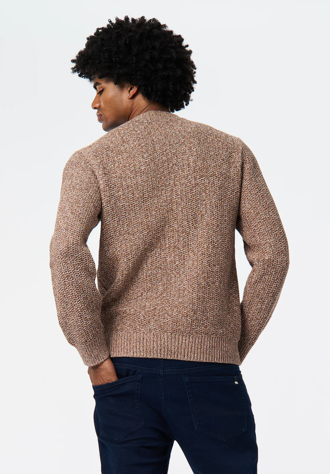 Waylon Men's Crew Neck Sweater, Woodsmoke - BM24680 - Image 4
