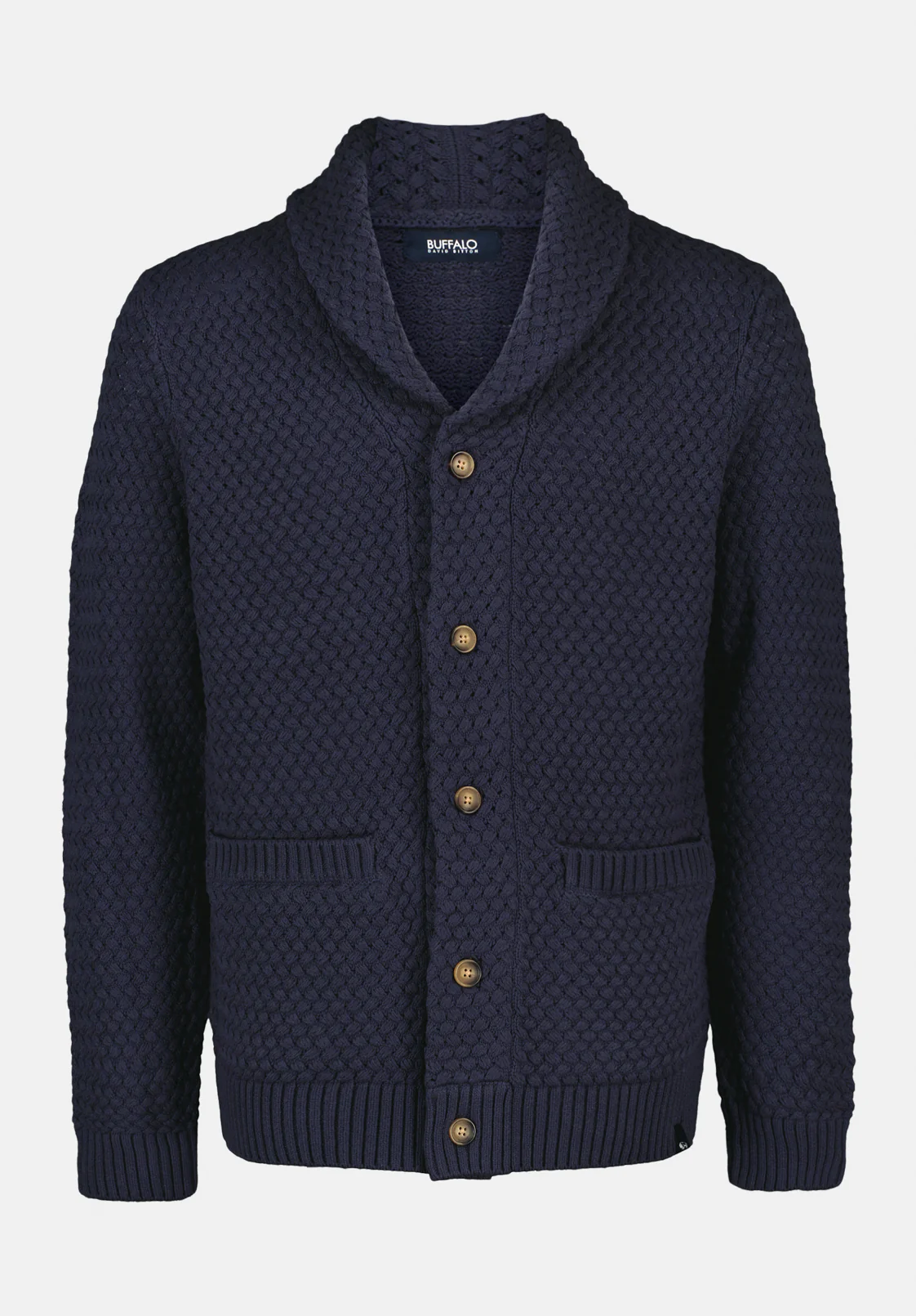 Wendell Men's Textured Shawl Collar Relaxed Cardigan, Whale - BM24697 - Image 5