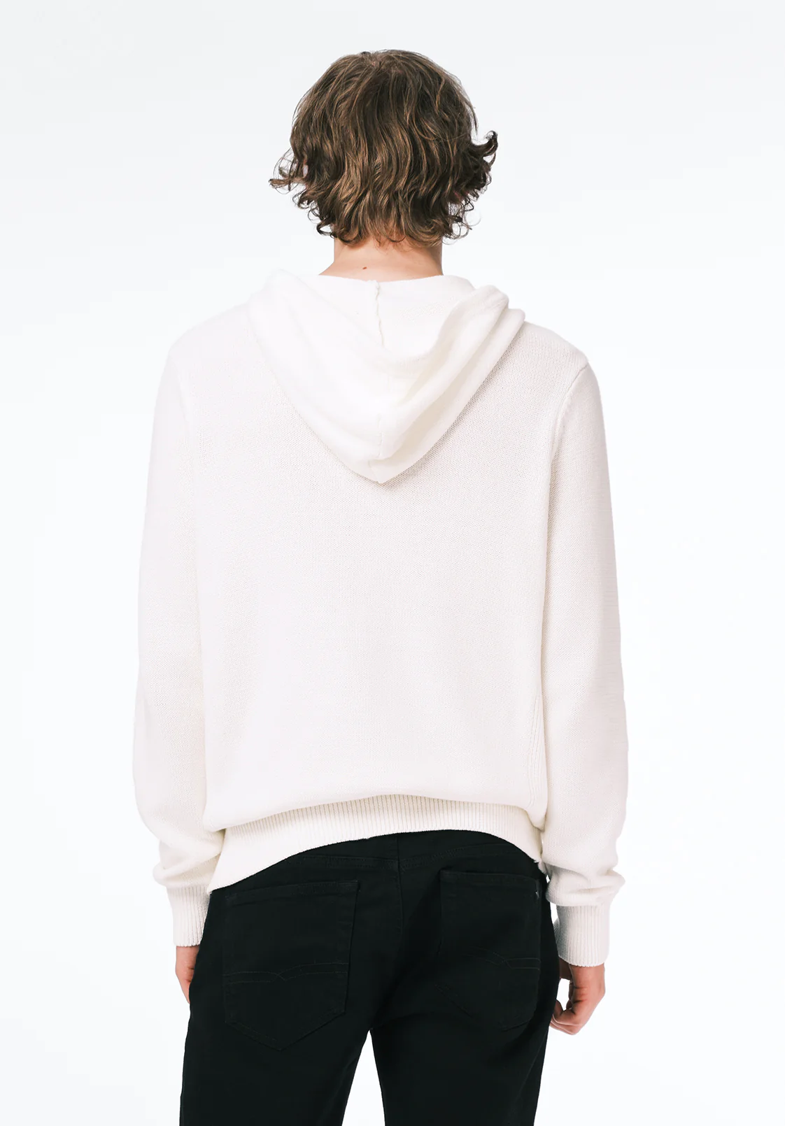 Wilbur Men's Knit Hoodie with Kangaroo Pocket, Milk - BM24700 - Image 4