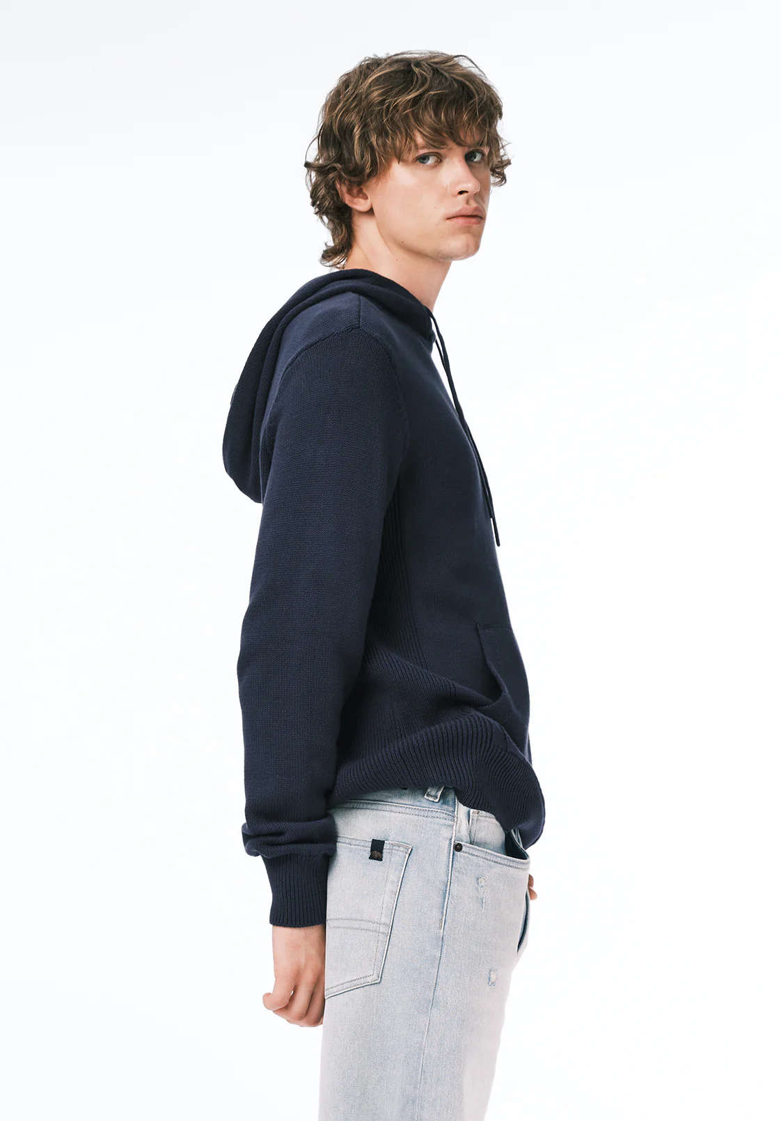 Wilbur Men's Knit Hoodie with Kangaroo Pocket, Whale - BM24700 - Image 3