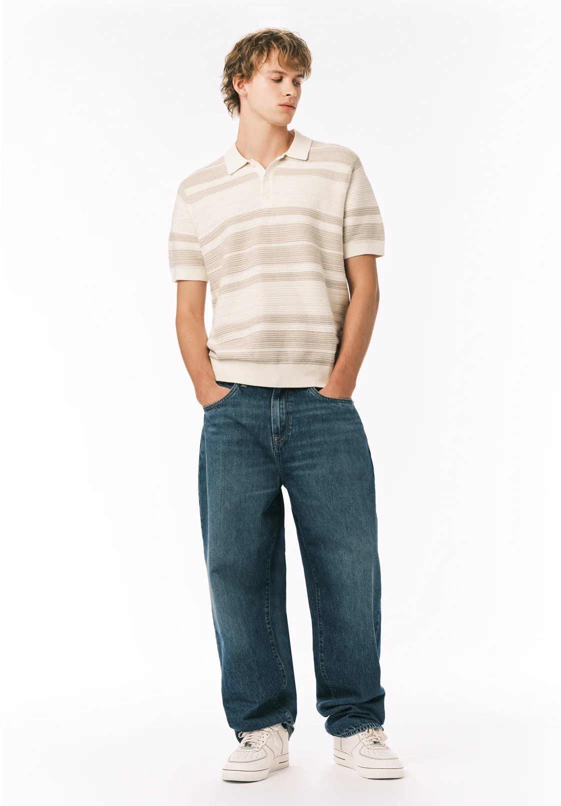 Wildero Men's Short Sleeve Sweater Polo, Moonbeam - BM24785