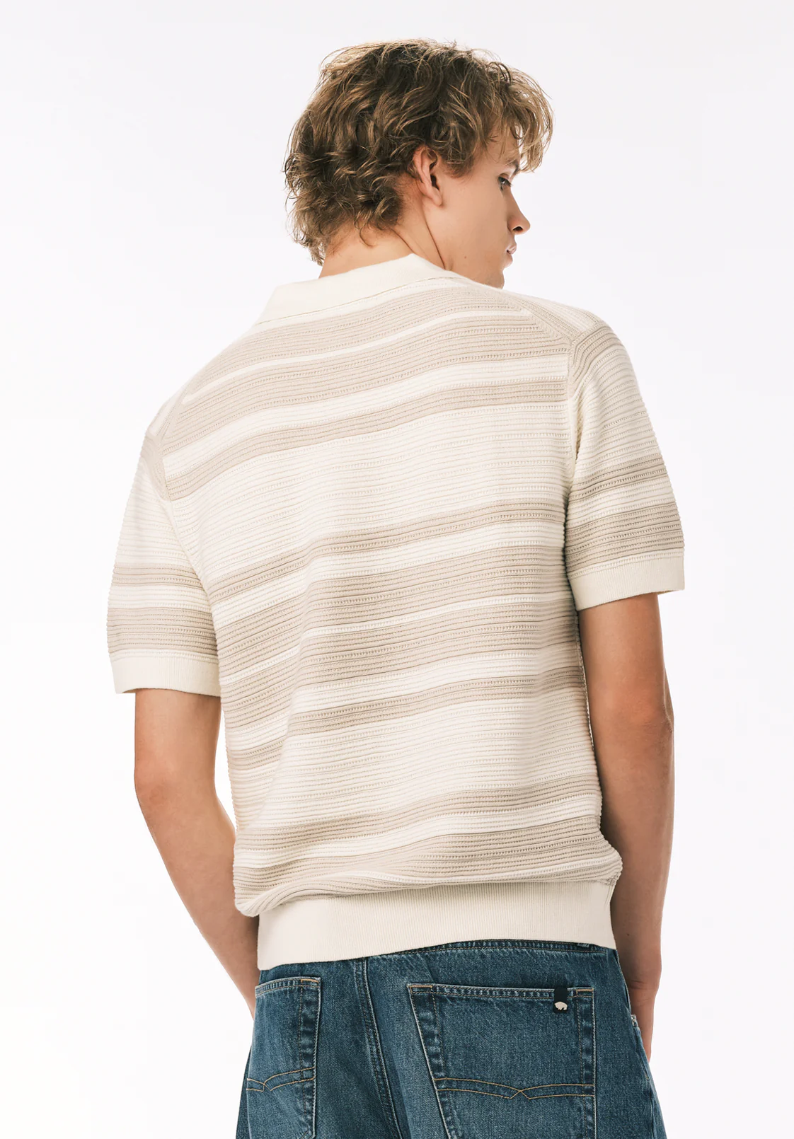 Wildero Men's Short Sleeve Sweater Polo, Moonbeam - BM24785 - Image 4