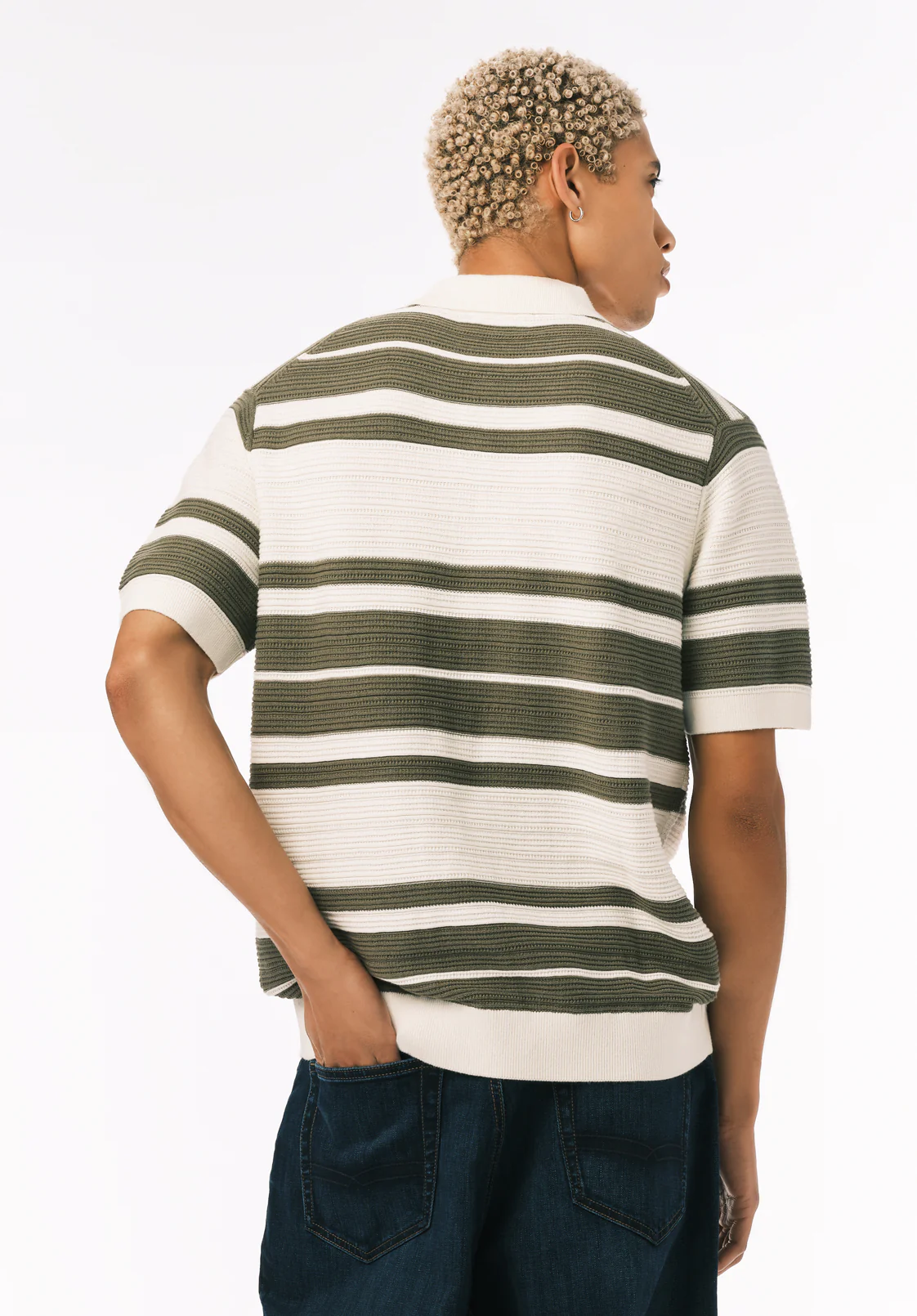Wildero Men's Short Sleeve Sweater Polo, Army Green - BM24785 - Image 4