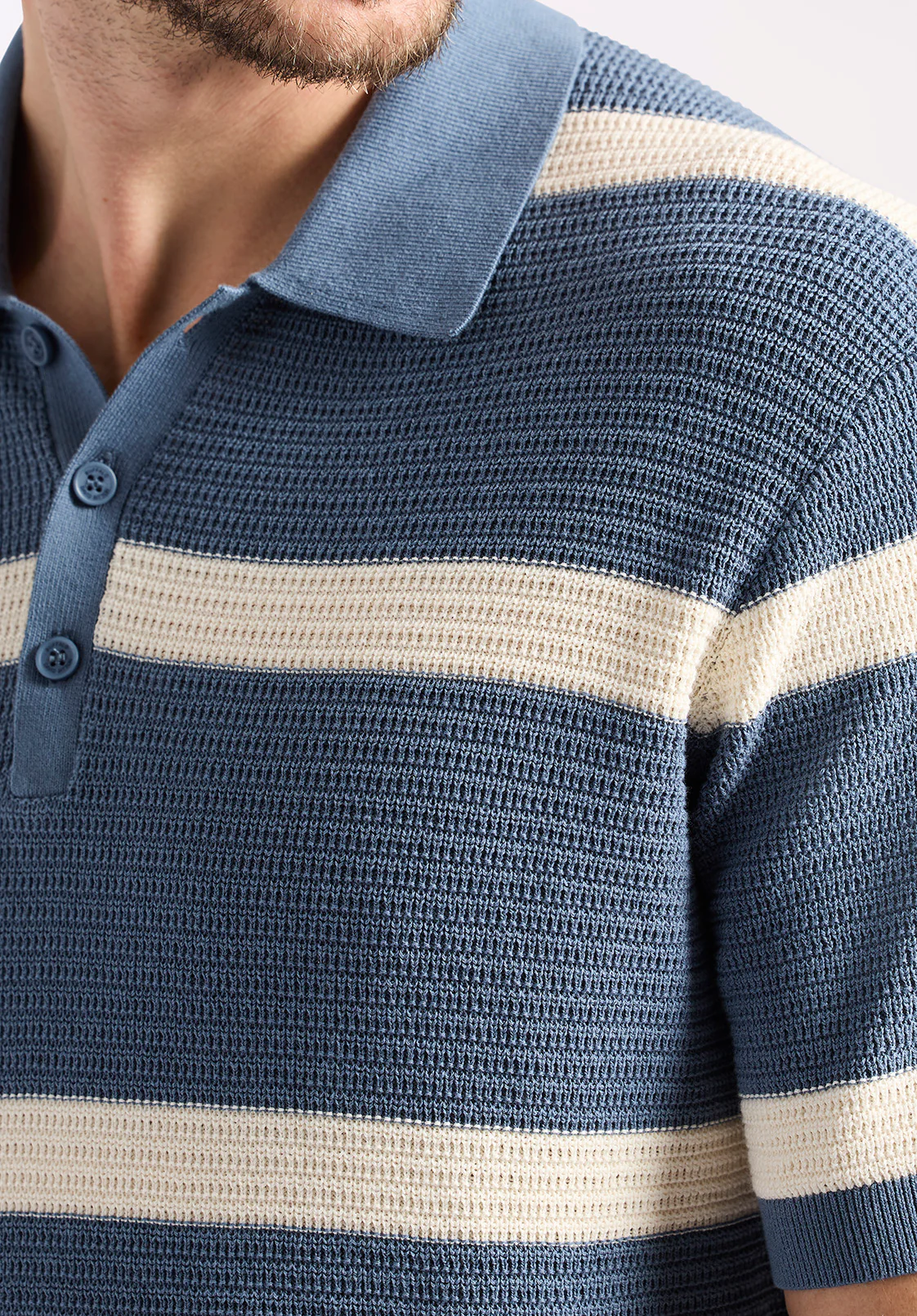 Winder Men's Short-Sleeve Striped Sweater Polo, Mirage Blue - BM24549 - Image 5