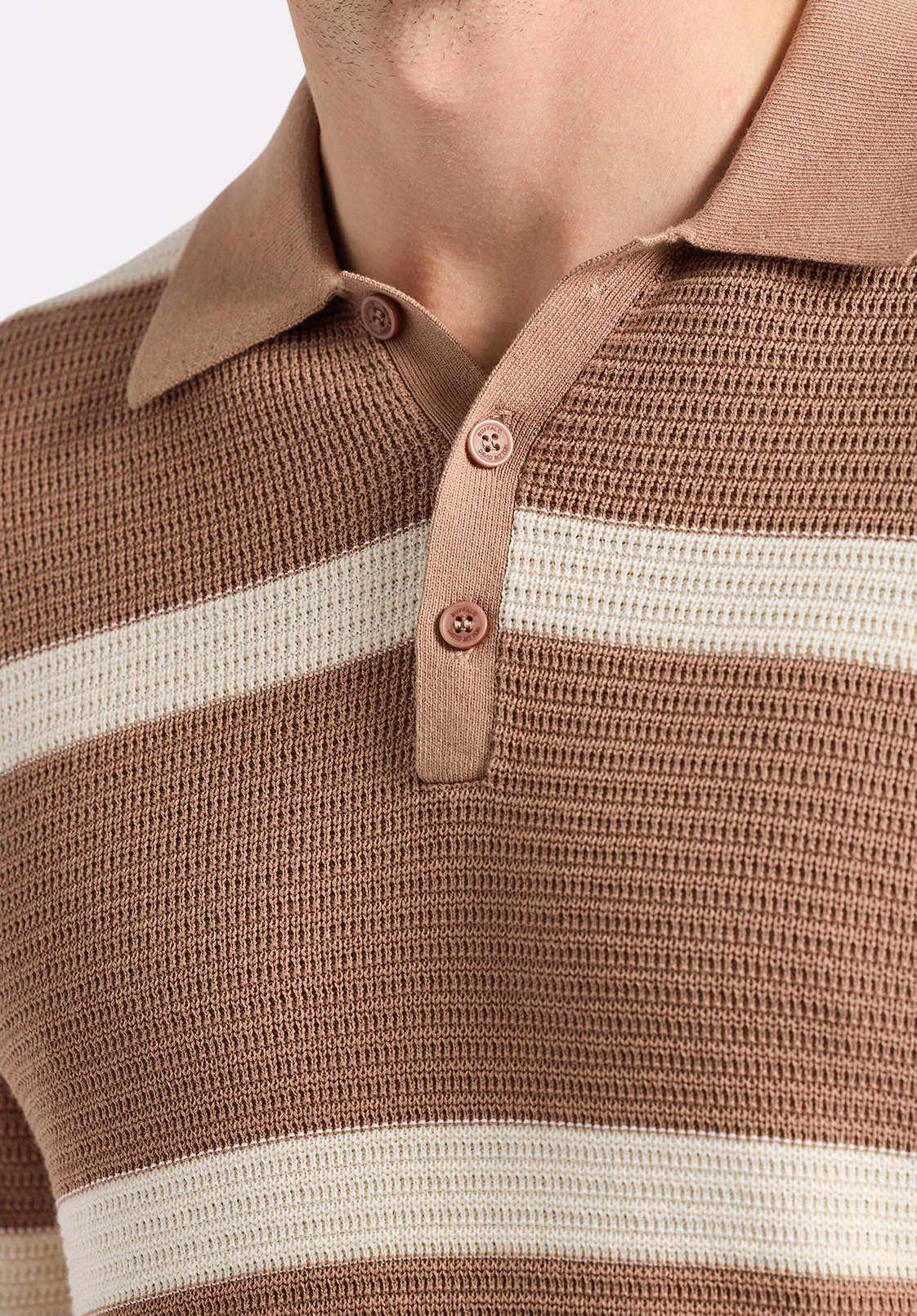 Winder Men's Short-Sleeve Striped Sweater Polo, Woodsmoke Brown - BM24549 - Image 5