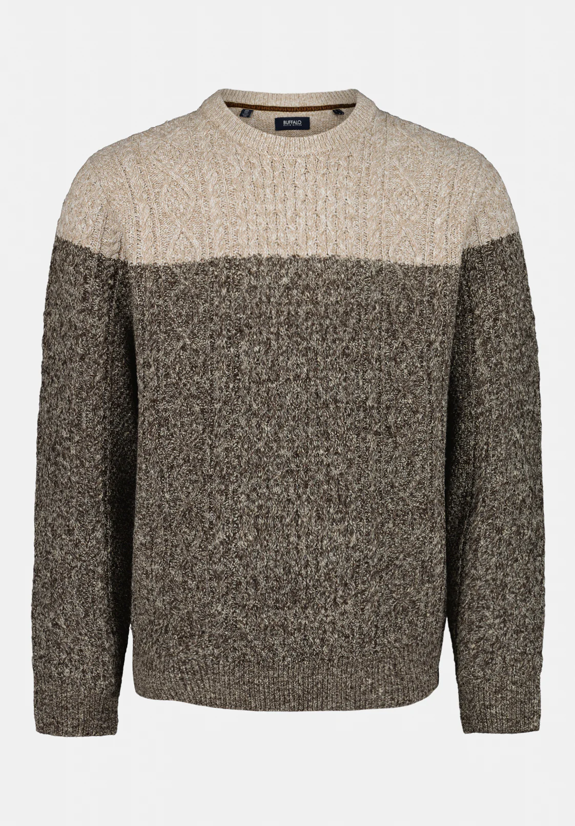 Wintor Men's Relaxed Colorblock Cable Knit Sweater, Dune - BM24748 - Image 4