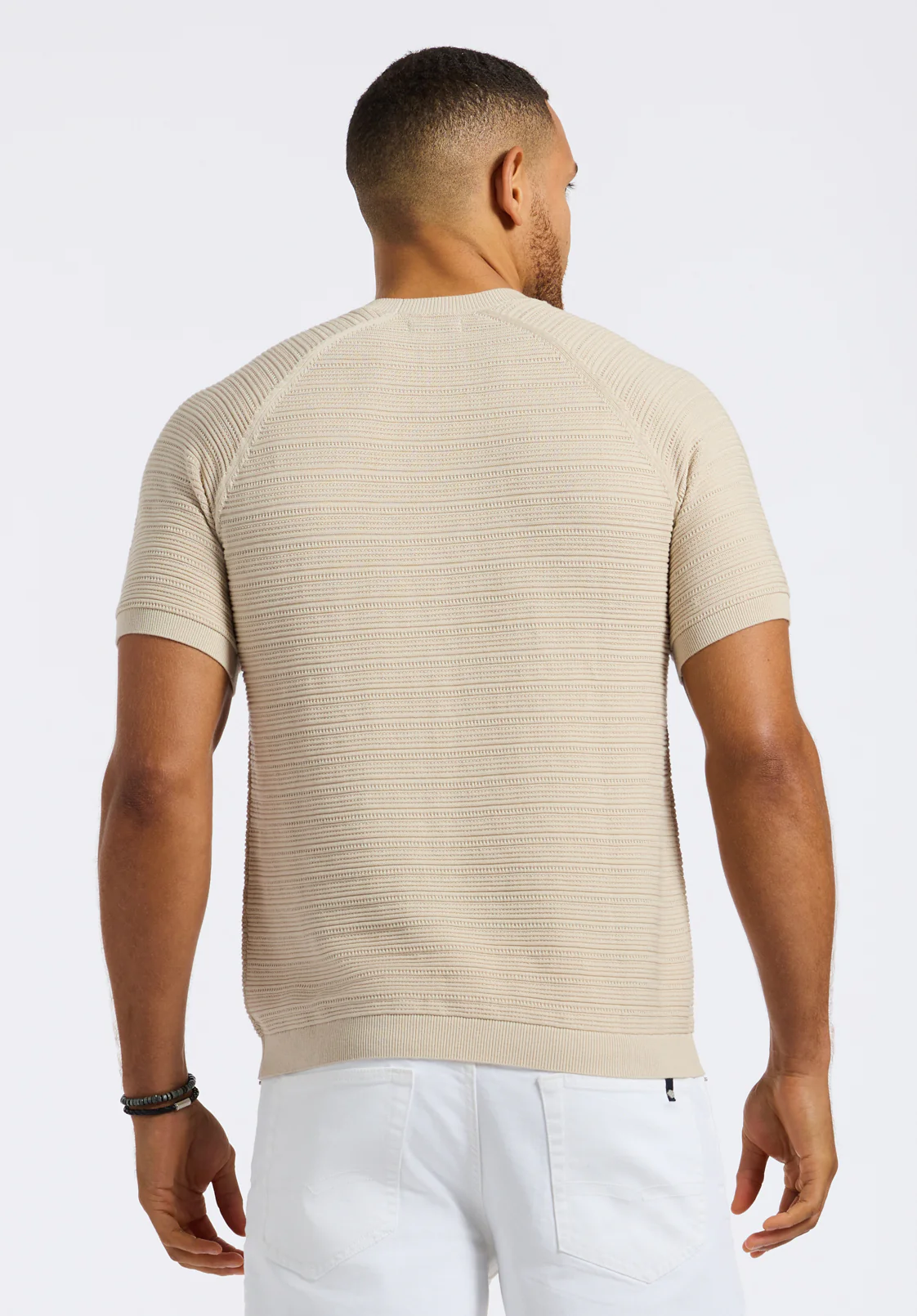 Wipped Men's Textured Knit Sweater T-Shirt, Buttercream Beige - BM24533 - Image 4