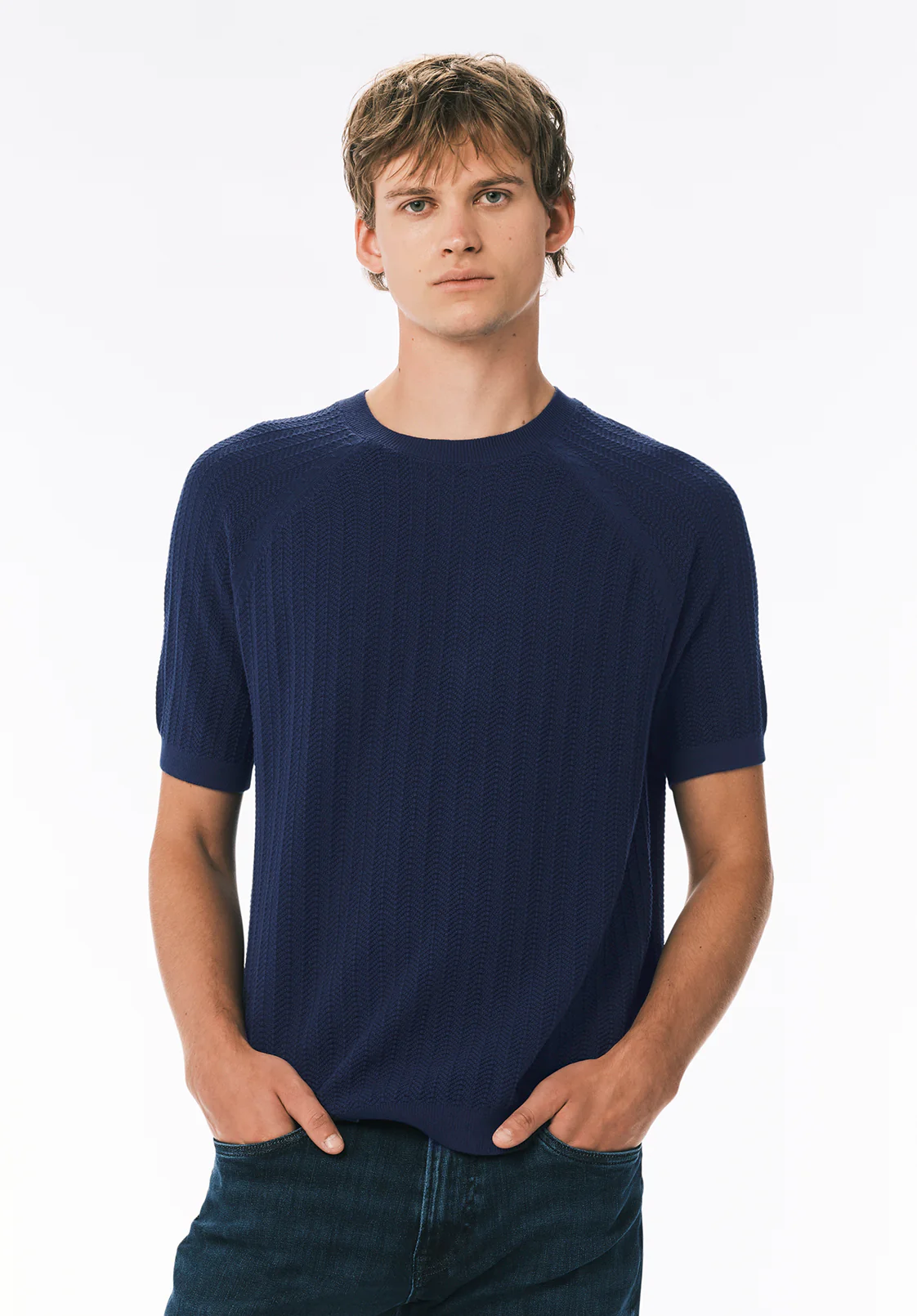 Wipped Men's Textured Knit Short-Sleeve Sweater Tee, Whale - BM24868 - Image 3