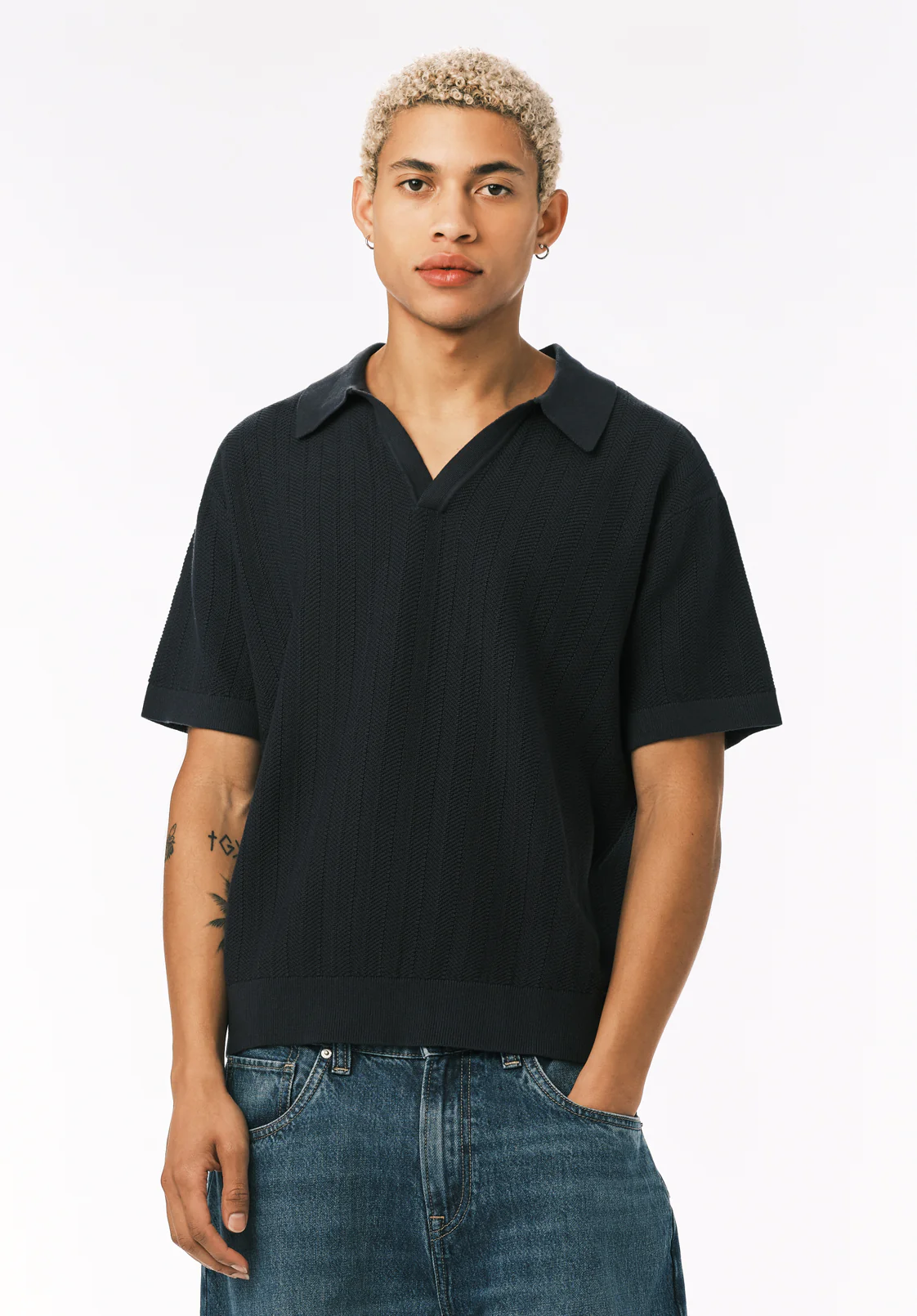 Wotex Men’s Short Sleeve Sweater Polo, Midnight Blue - BM24896 - Image 2