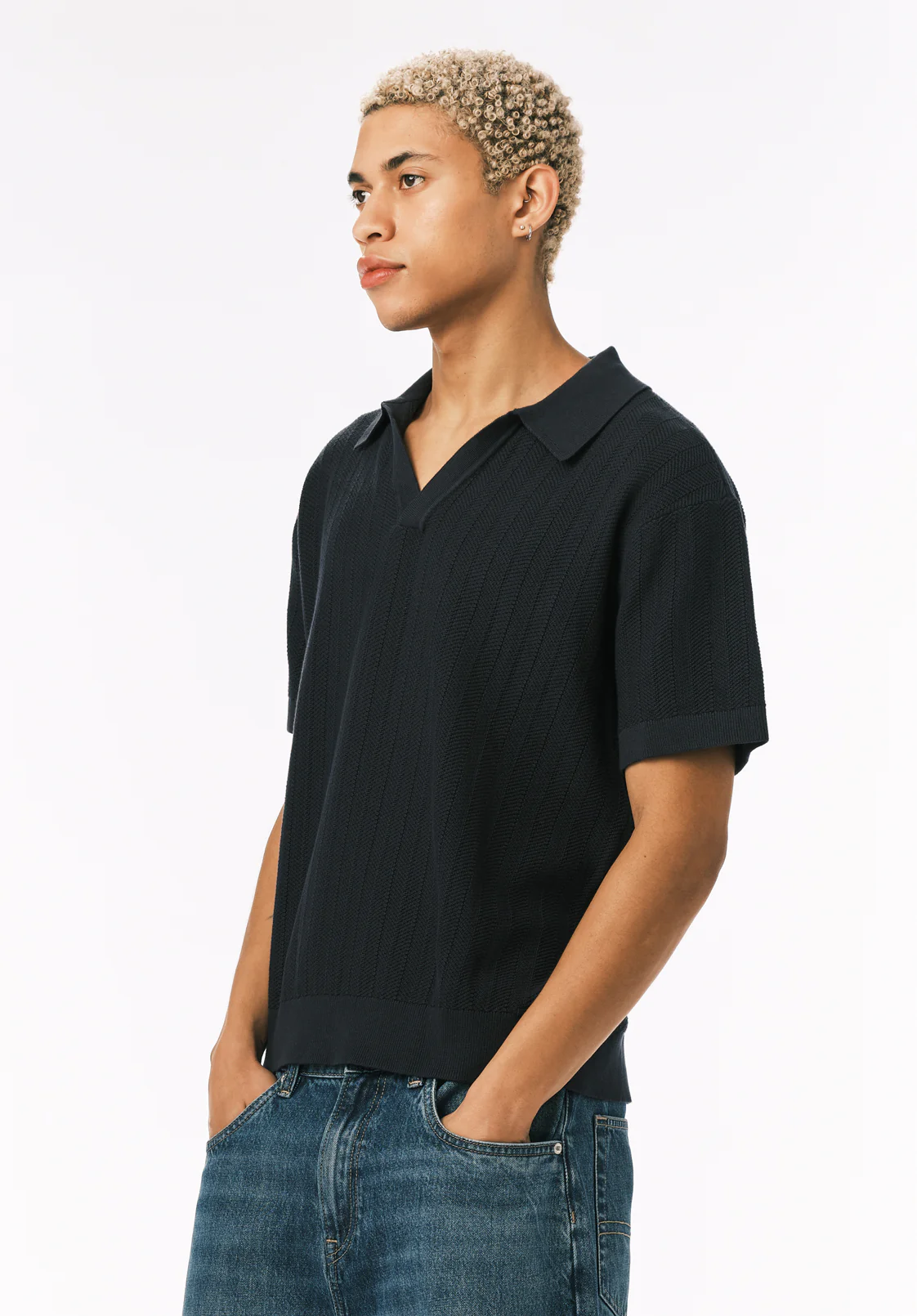 Wotex Men’s Short Sleeve Sweater Polo, Midnight Blue - BM24896 - Image 3