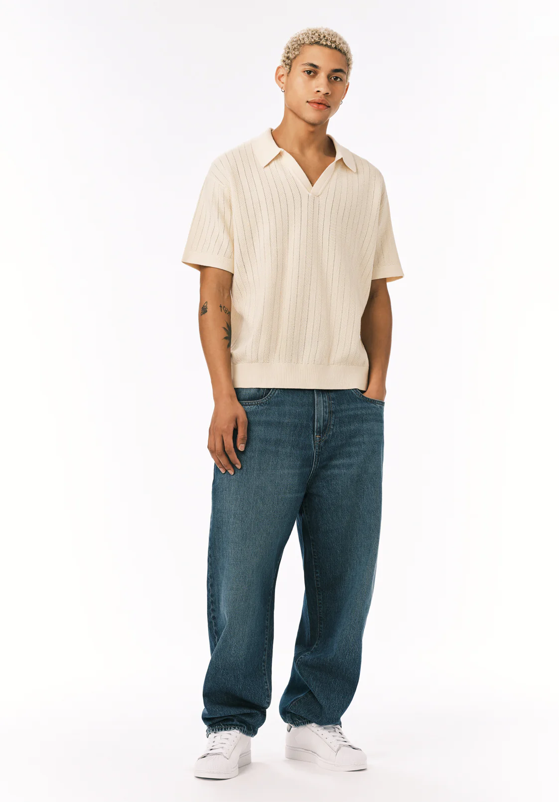 Wotex Men’s Short Sleeve Sweater Polo, Buttercream - BM24896
