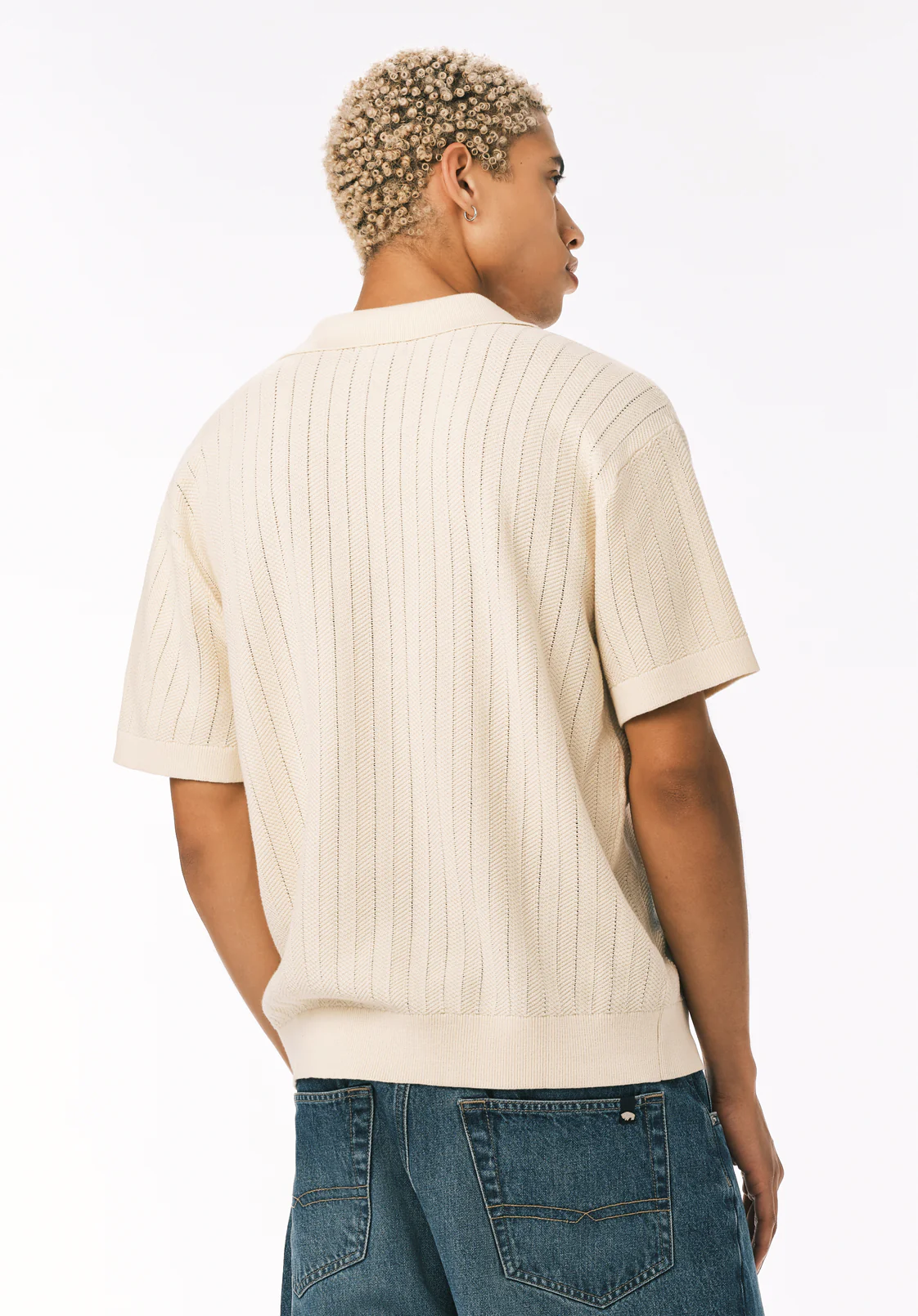 Wotex Men’s Short Sleeve Sweater Polo, Buttercream - BM24896 - Image 4