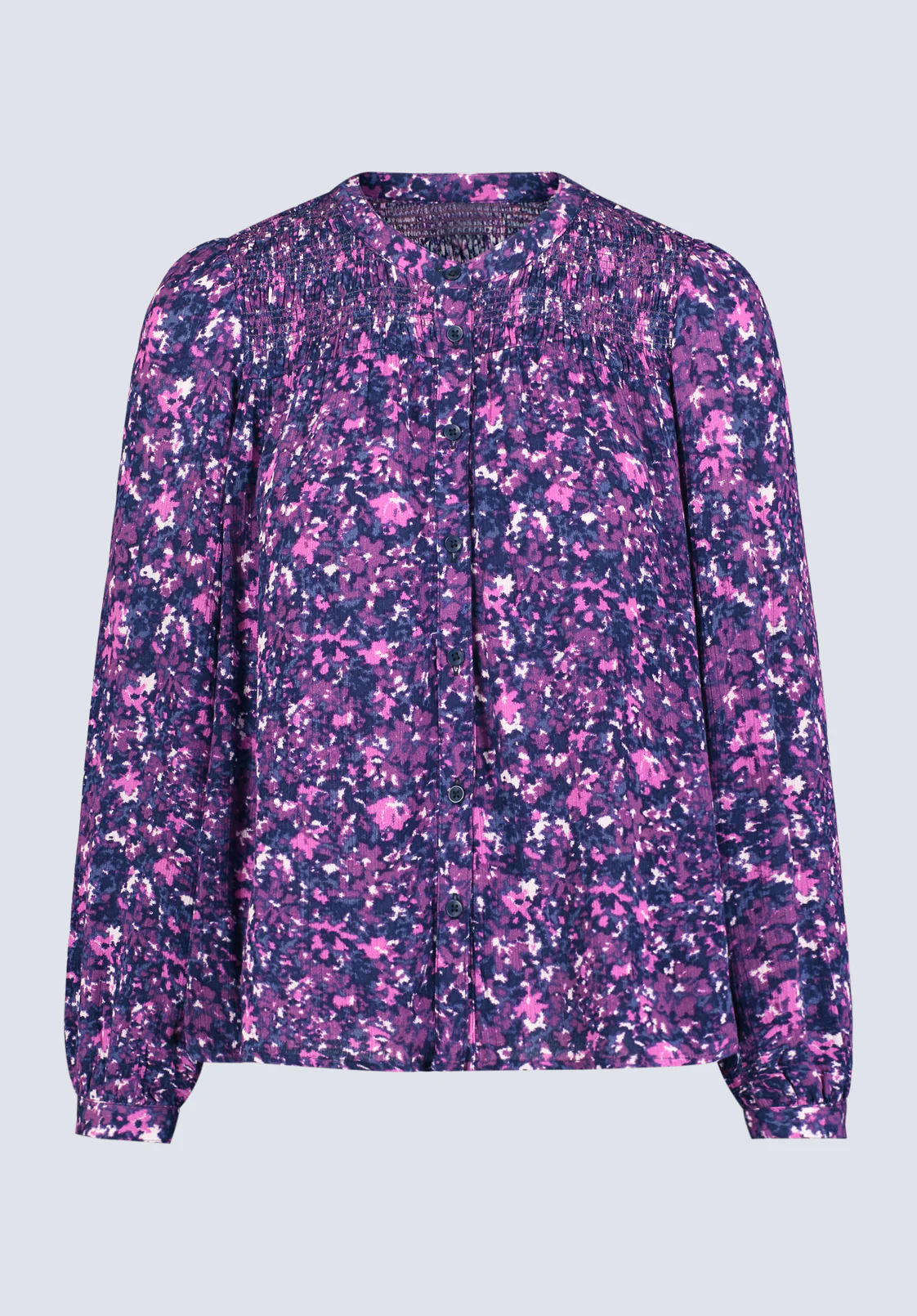 Zosia Women's Floral Print Smocked Blouse, Purple - WT0130H - Image 5